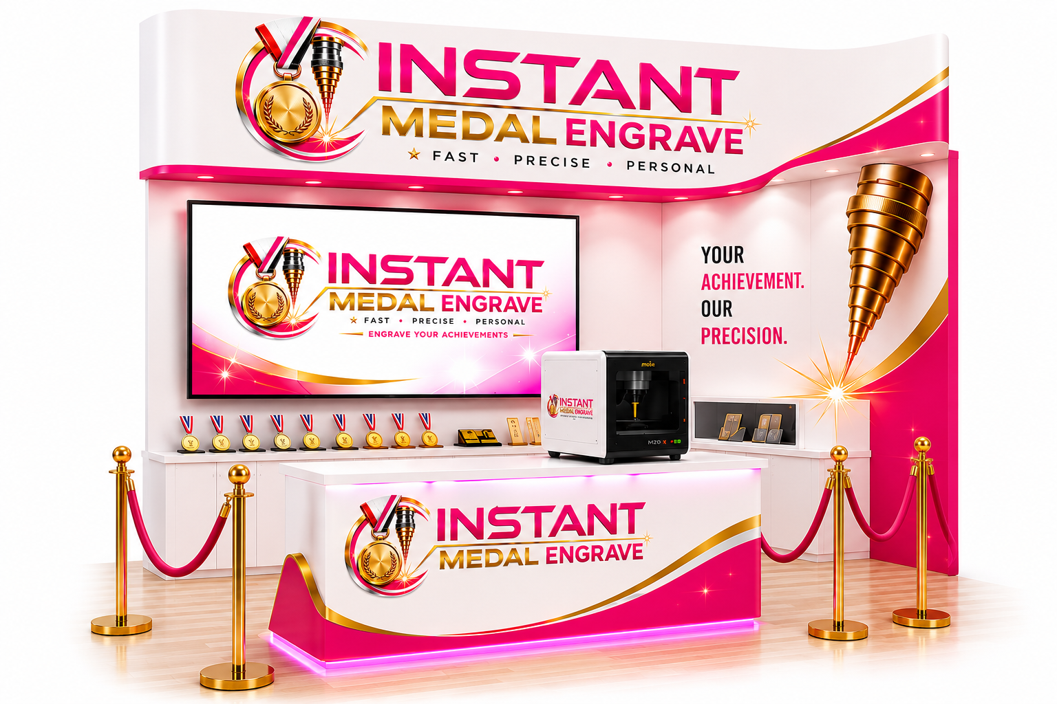 Instant Medal Engrave booth at a dance competition event